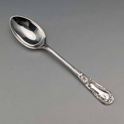 1905 British Antique Silver Plated 12 Tea Spoons & Sugar Tongs Set in Case